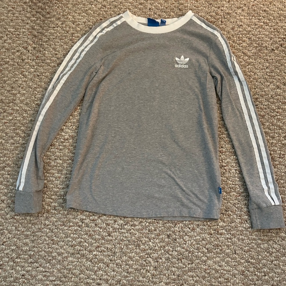 Adidas Heather Gray Shirt with White Accents
